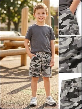 Wonder Nation boys' gray camouflage stretch cargo shorts,